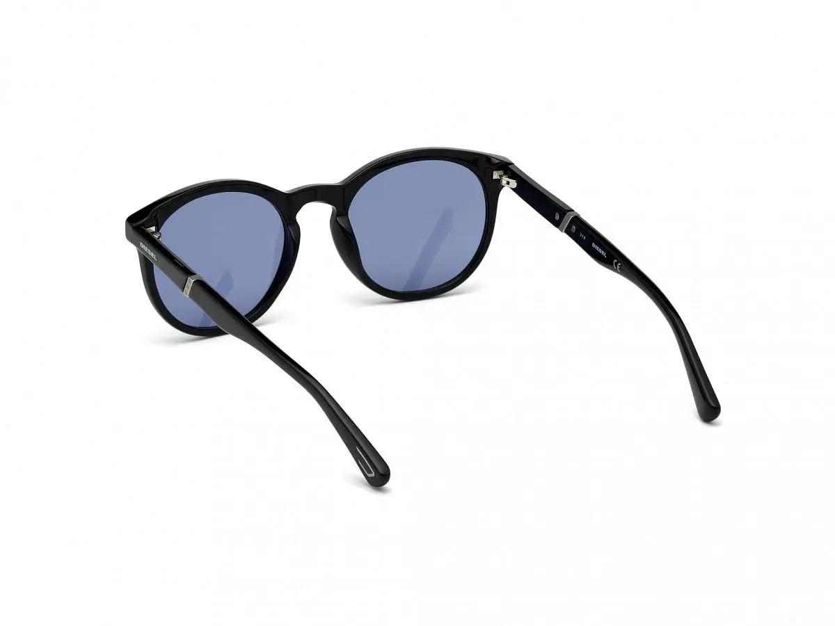 Black Acetate Round Men Black Sunglasses