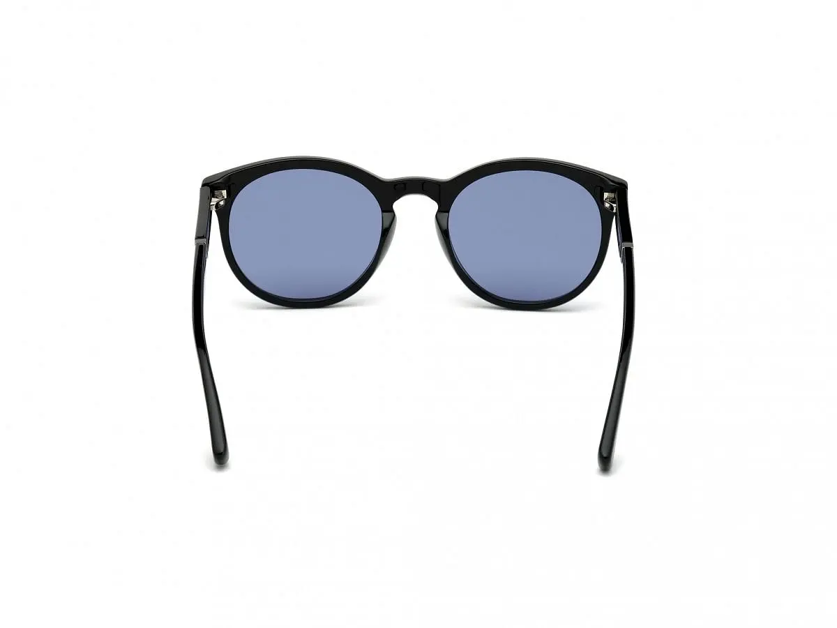 Black Acetate Round Men Black Sunglasses