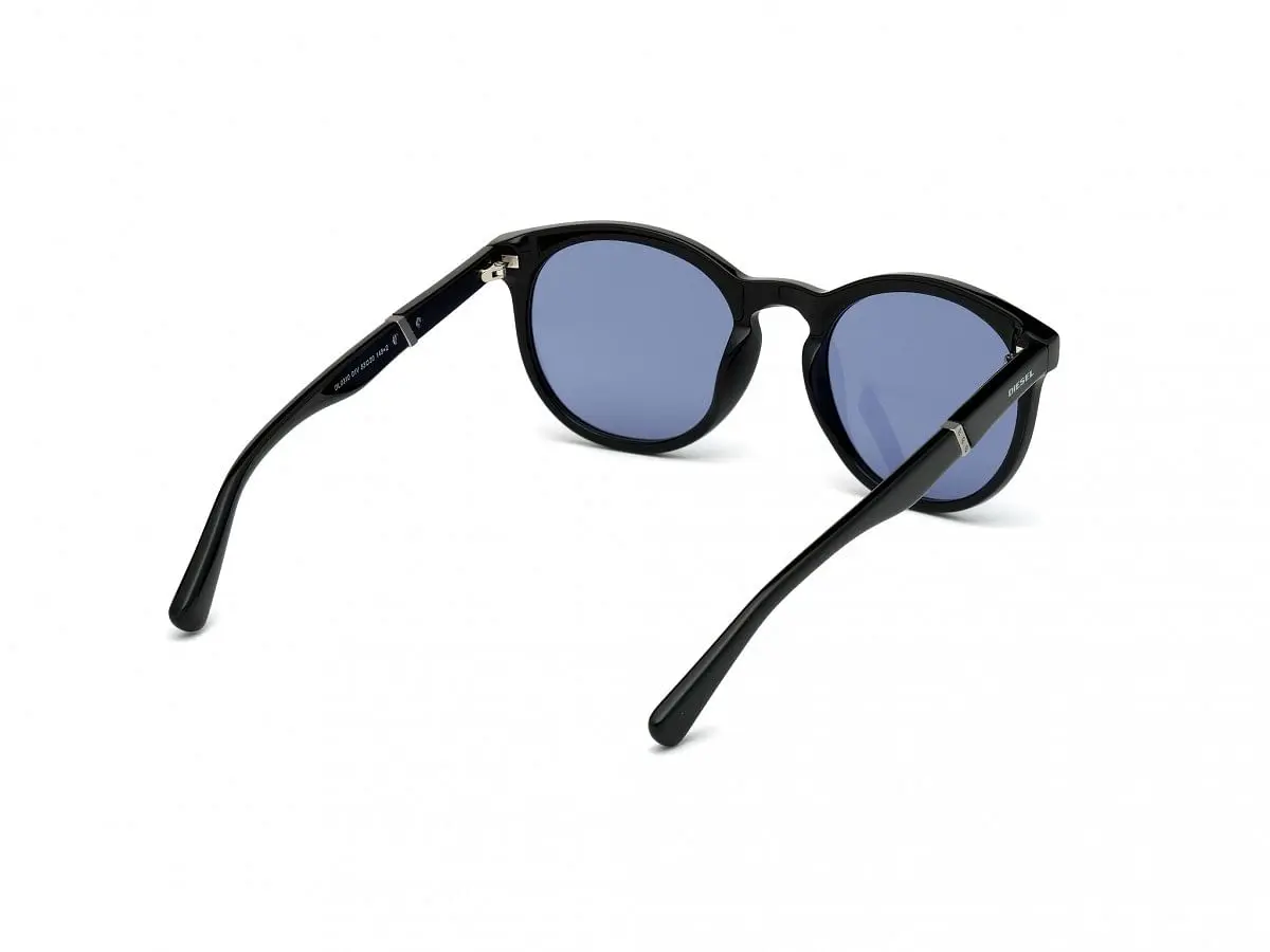Black Acetate Round Men Black Sunglasses