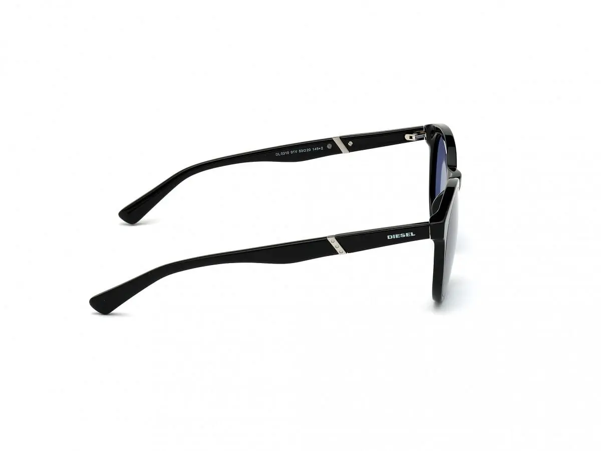 Black Acetate Round Men Black Sunglasses