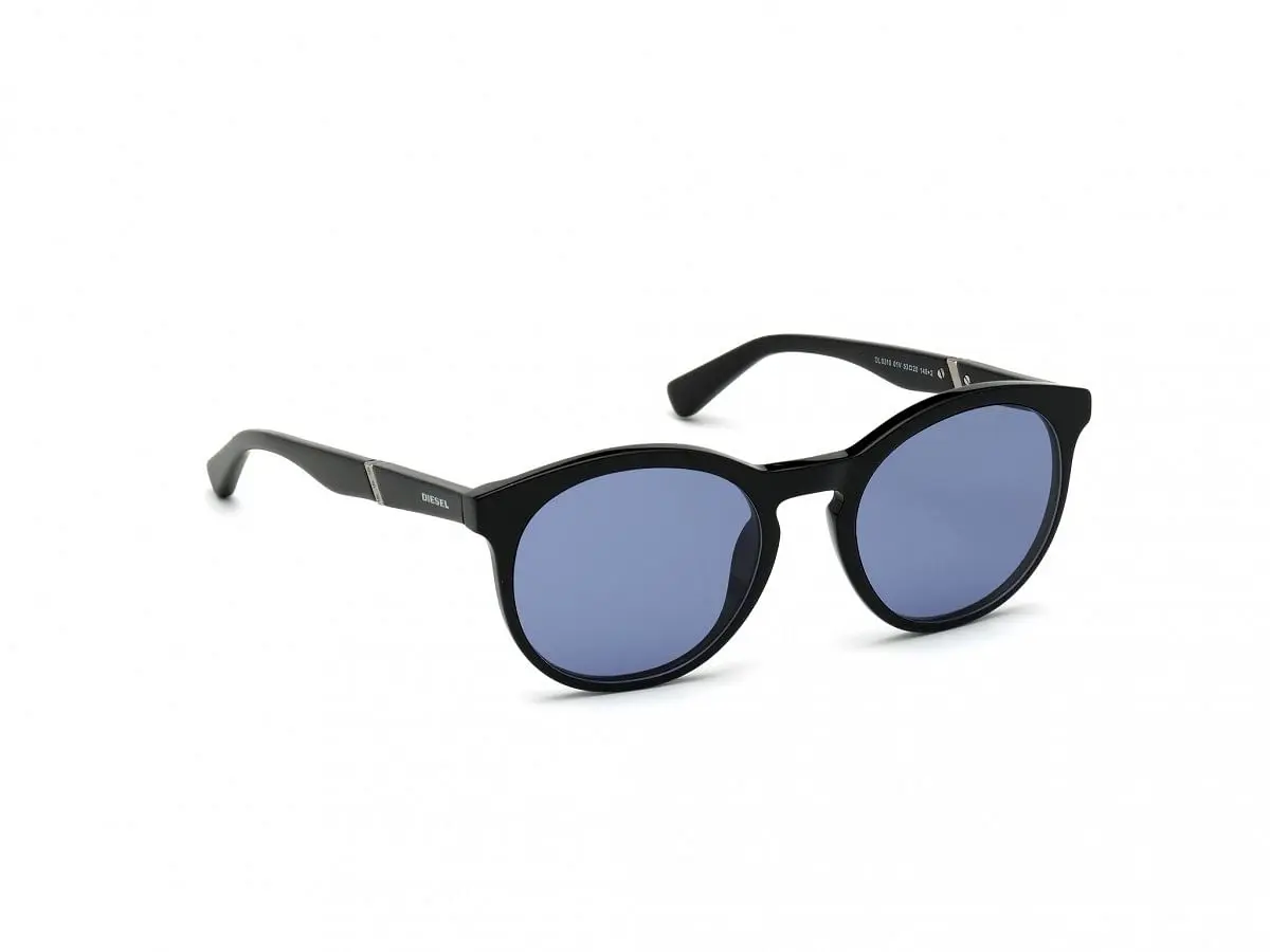 Black Acetate Round Men Black Sunglasses
