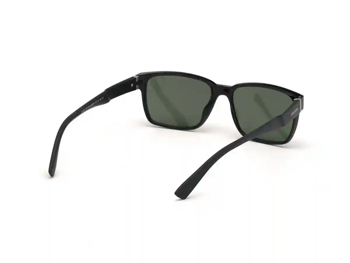 Black Acetate Rectangular Men Black Sunglasses