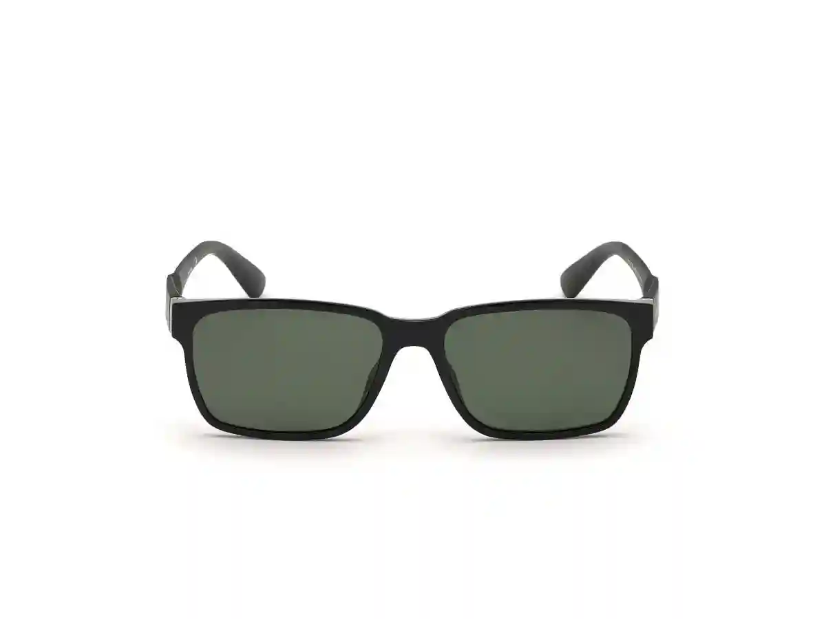 Black Acetate Rectangular Men Black Sunglasses
