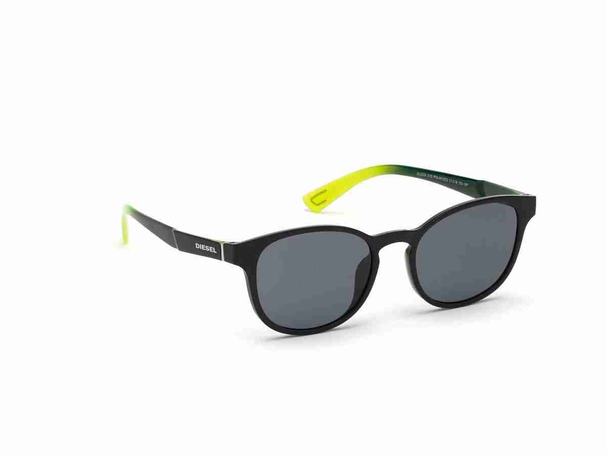 Black Acetate Round Men Black Sunglasses
