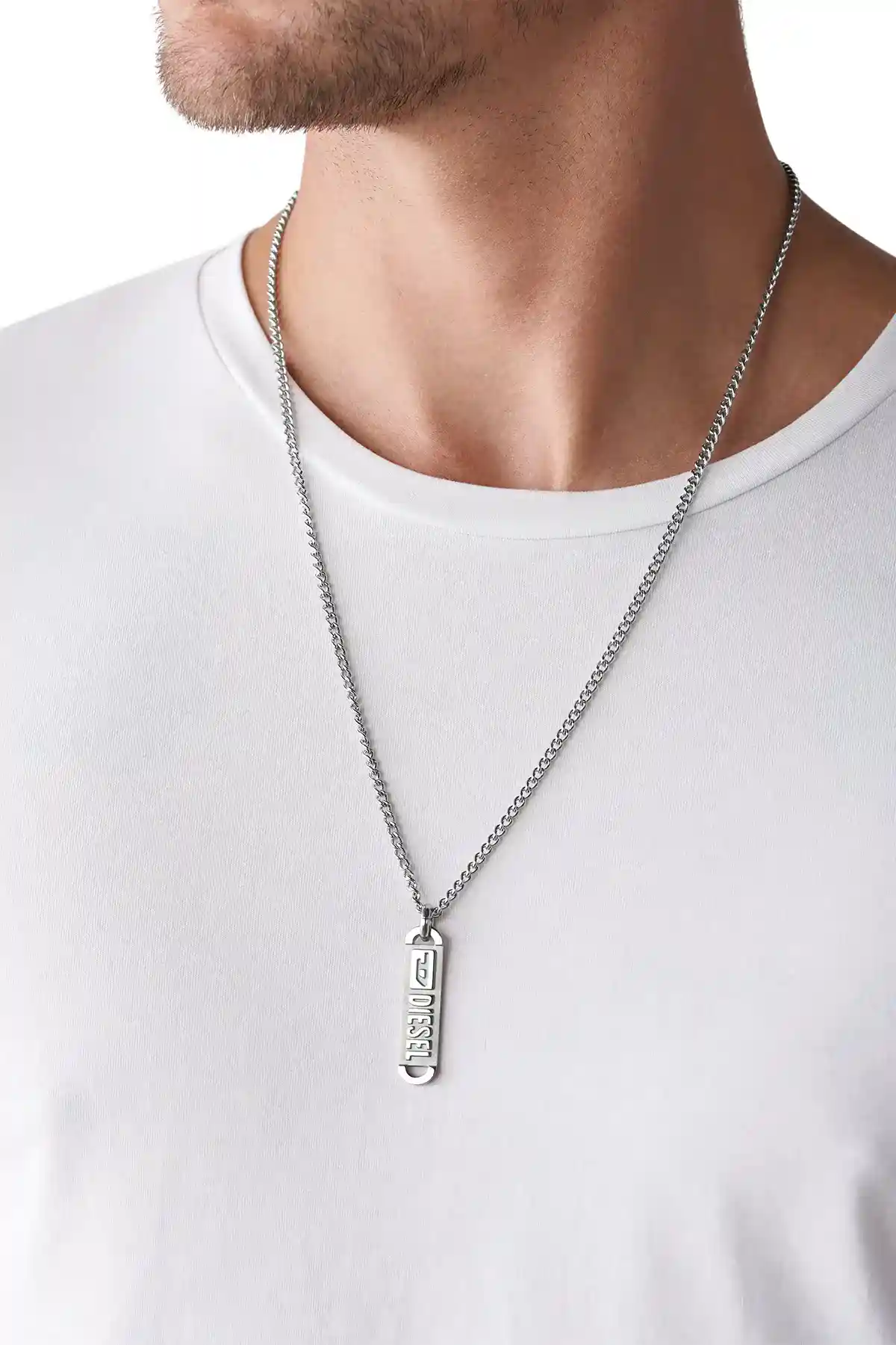 Silver Diesel Single Pendant Silver Necklace Dx1228040