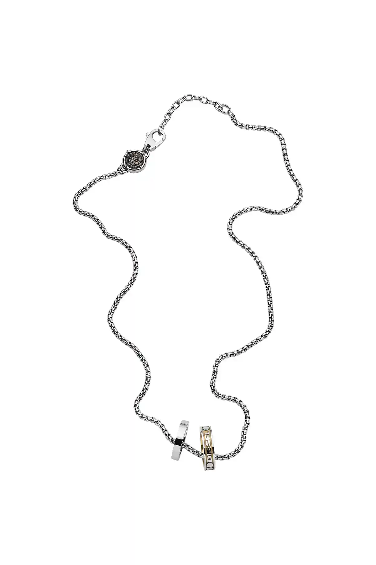 Silver Diesel Double Pendant Silver Necklace Dx1233040
