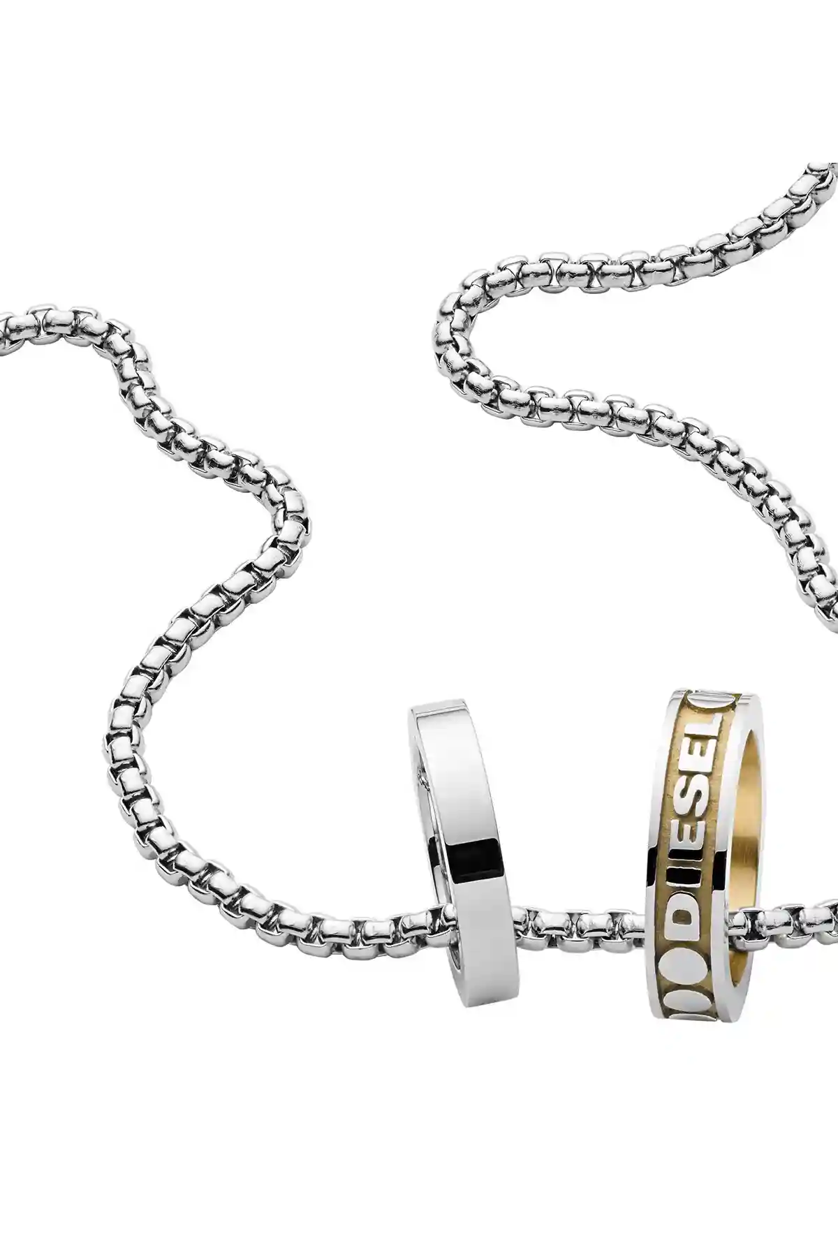 Silver Diesel Double Pendant Silver Necklace Dx1233040