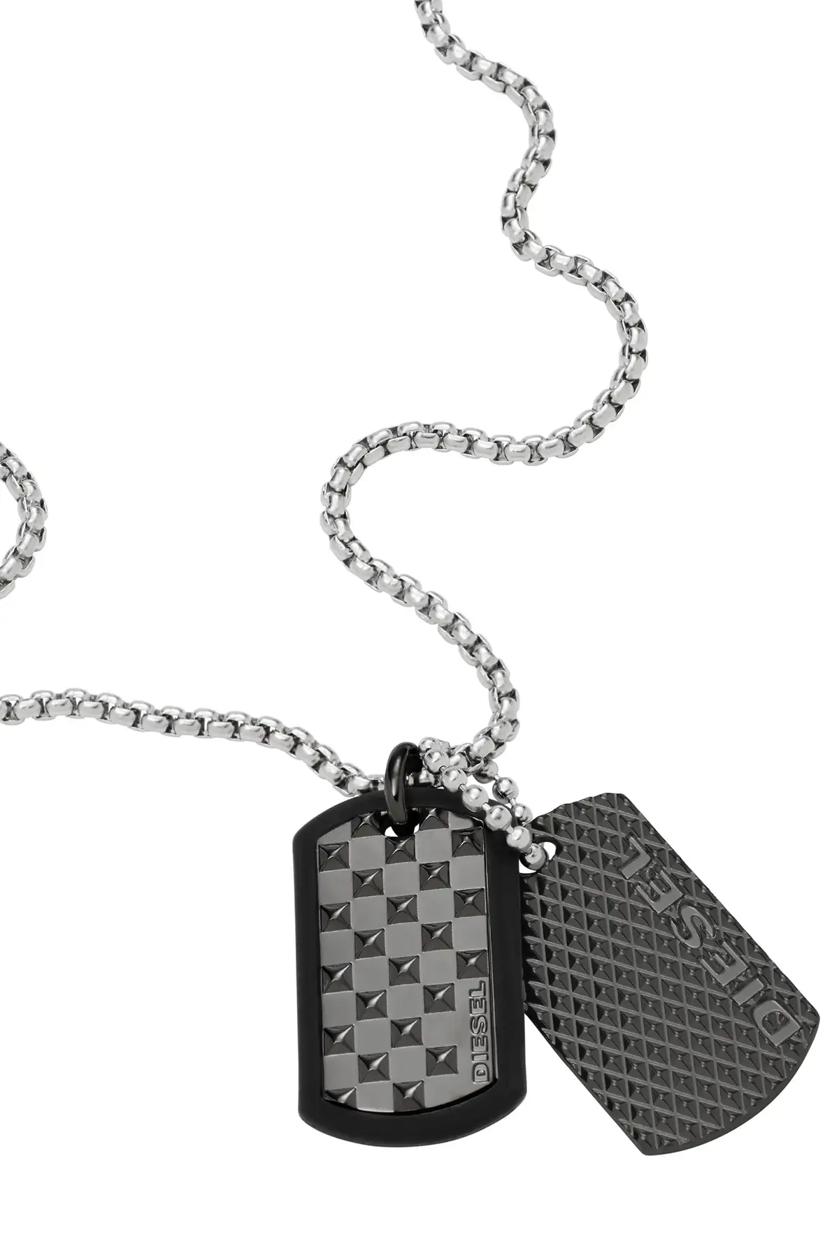 Silver Diesel Double Dogtags Silver Necklace Dx1313040