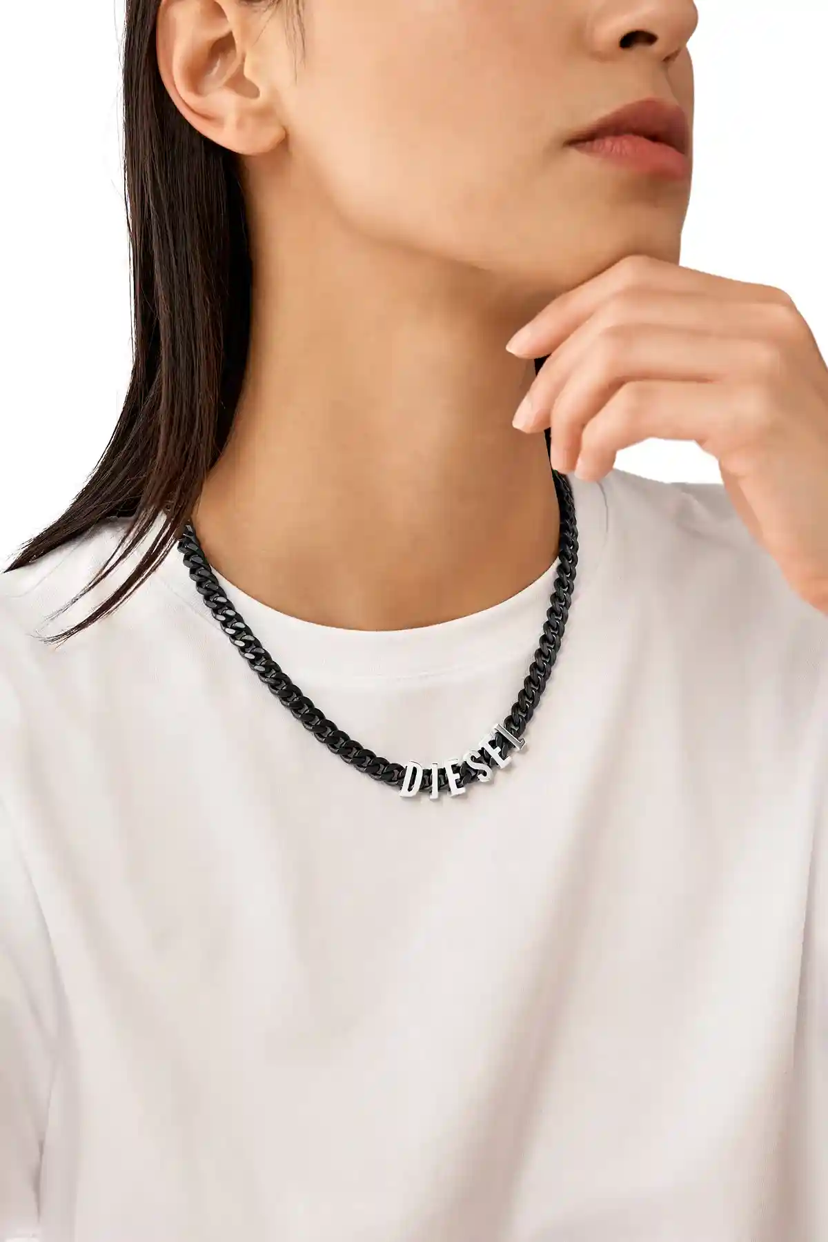 Grey Diesel Steel Gunmetal Necklace Dx1487060