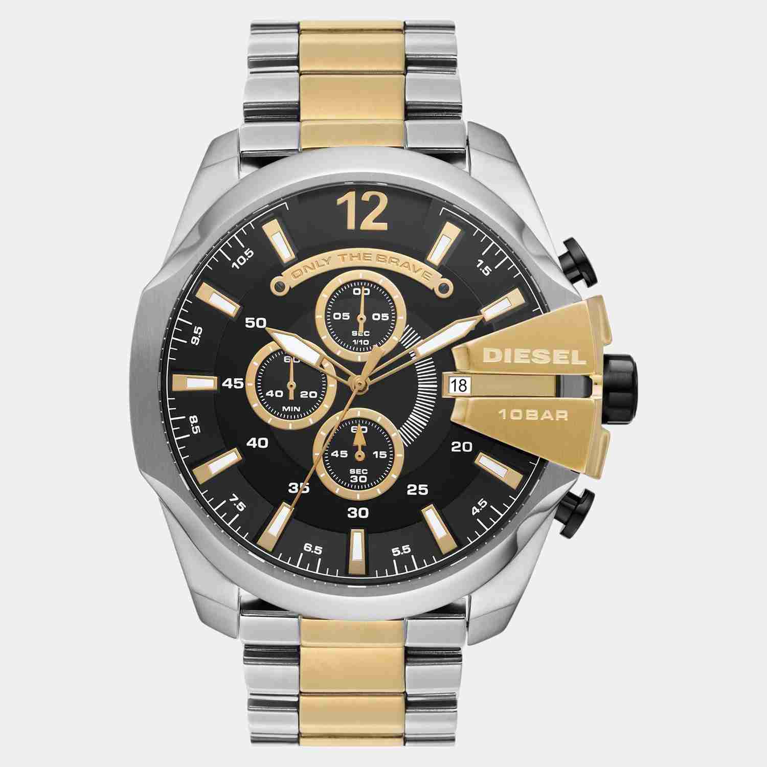 Mega Chief Men Quartz Black Dial Chronograph Stainless Steel Watch DZ4581