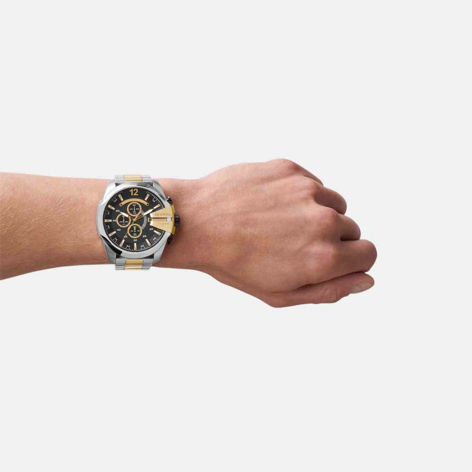 Mega Chief Men Quartz Black Dial Chronograph Stainless Steel Watch DZ4581