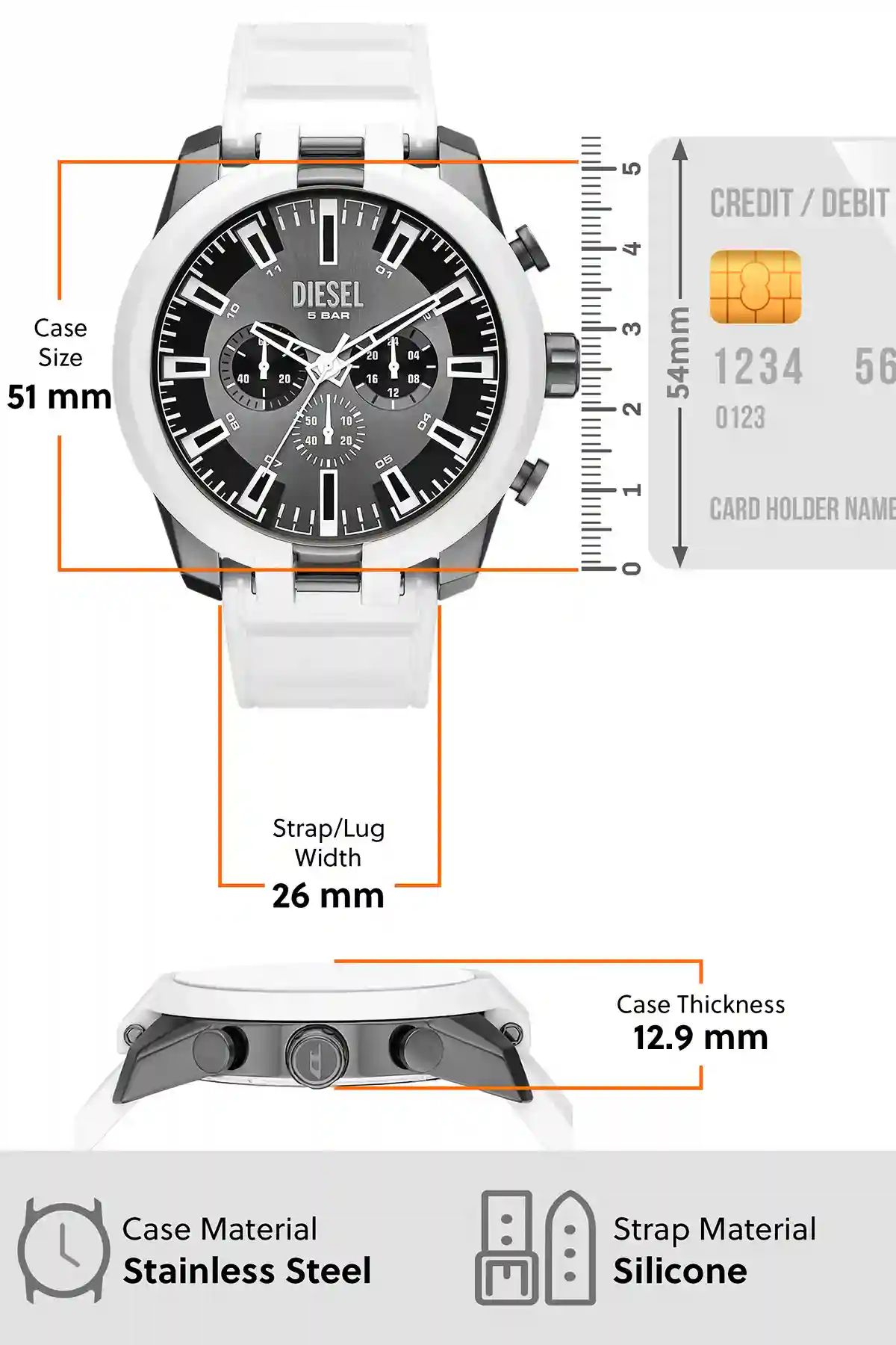 Grey Diesel Split White Watch Dz4631