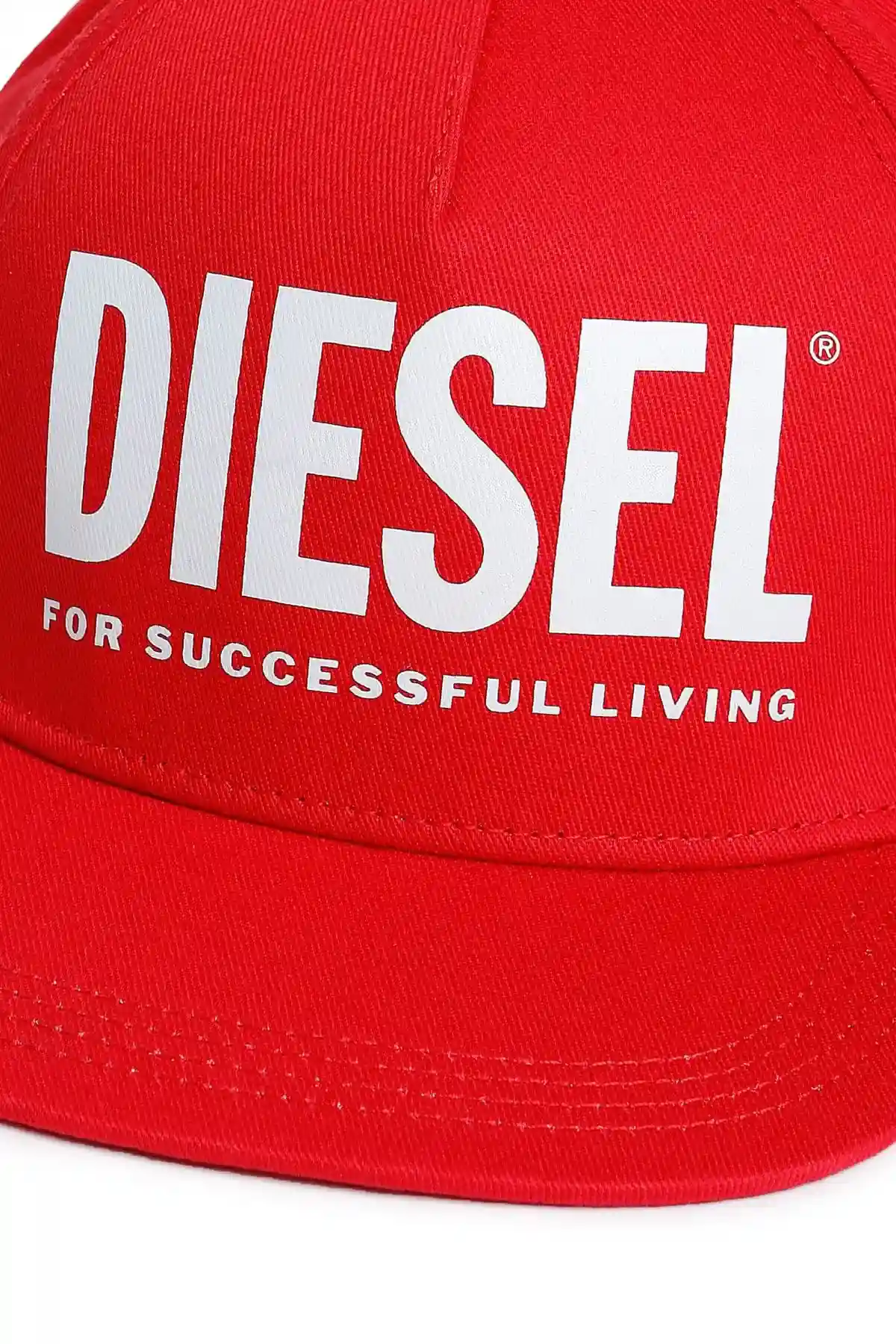 Red Baseball cap with logo and flat visor