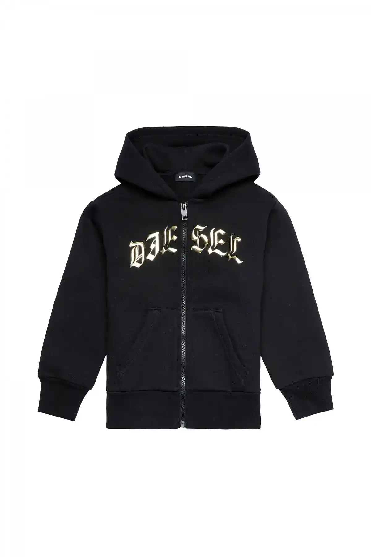 Black Zip-up sweatshirt with metallic logo print