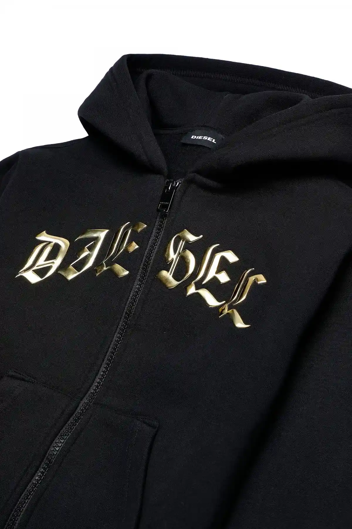 Black Zip-up sweatshirt with metallic logo print