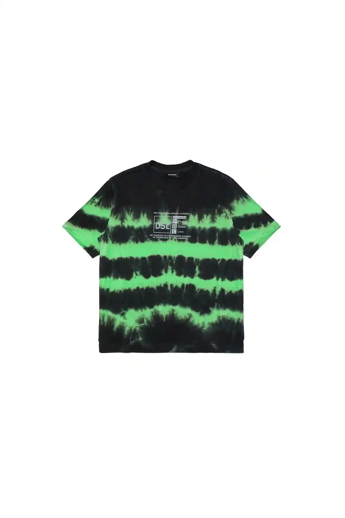Black and Green Tie-dye T-shirt with reflective print