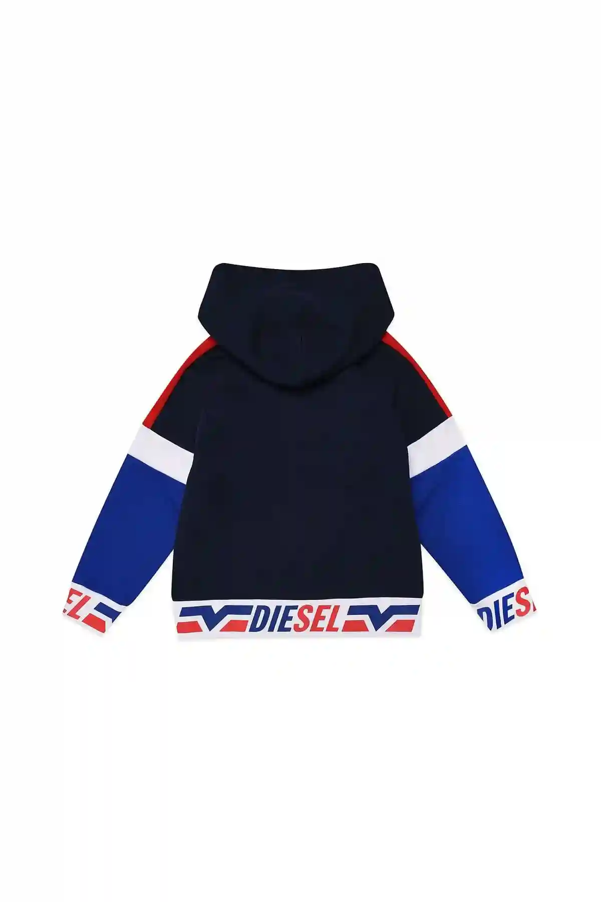 Blue and Black Colour-block hoodie with logo trims