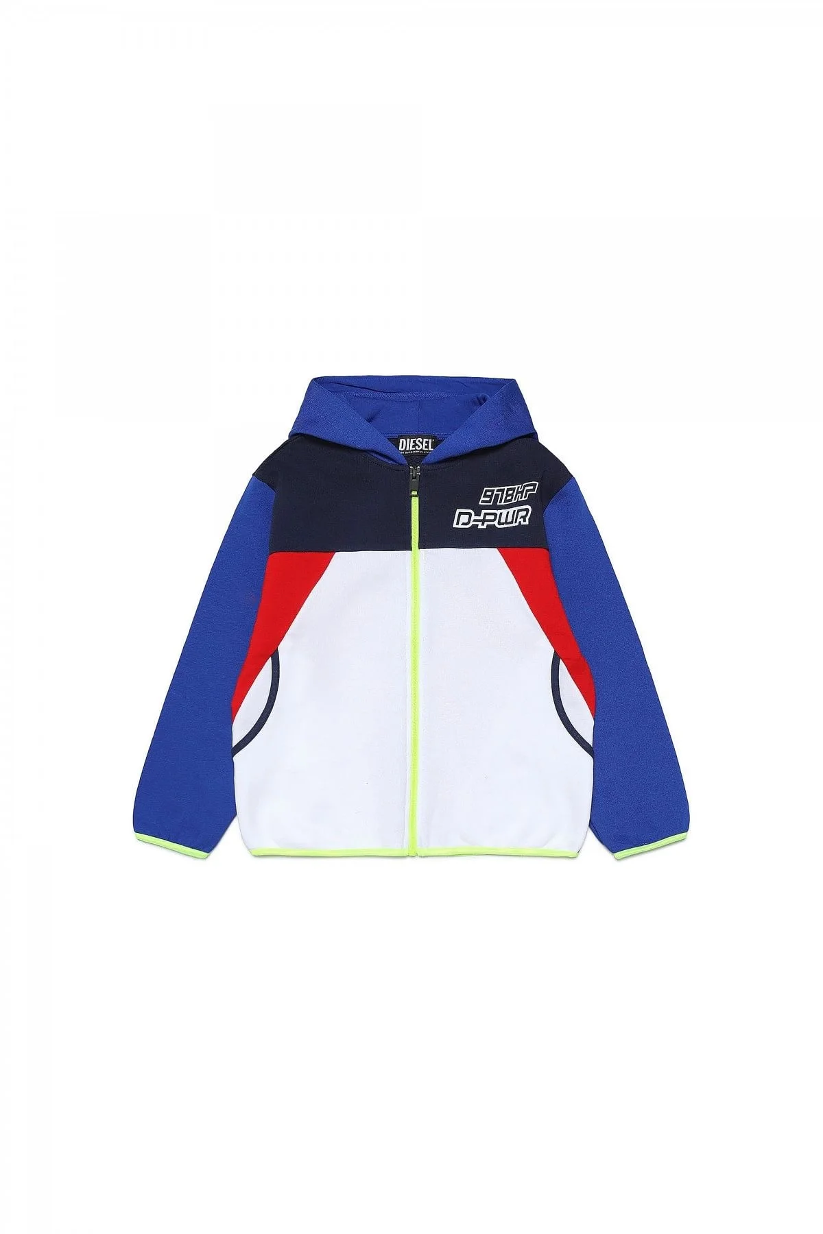White and Blue Colour-block zip-up hoodie