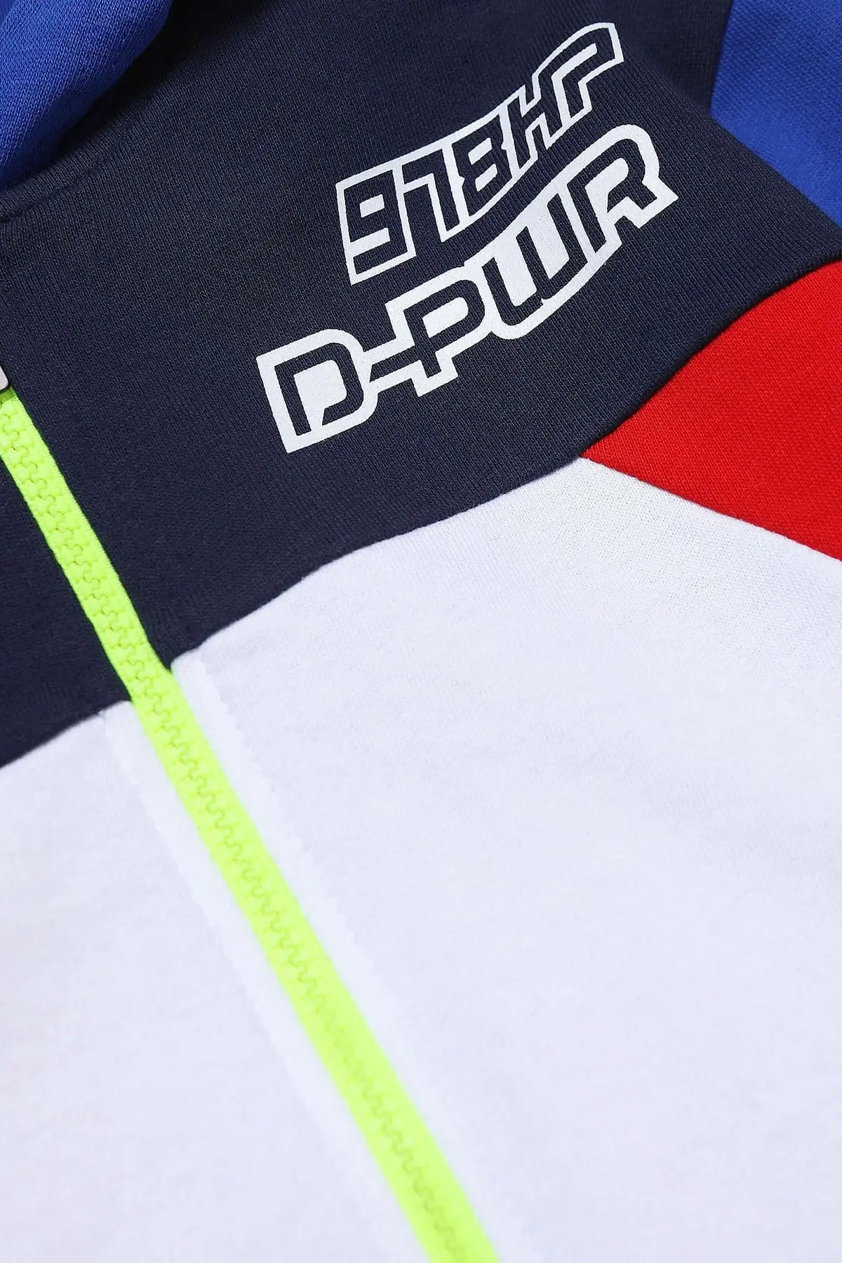 White and Blue Colour-block zip-up hoodie