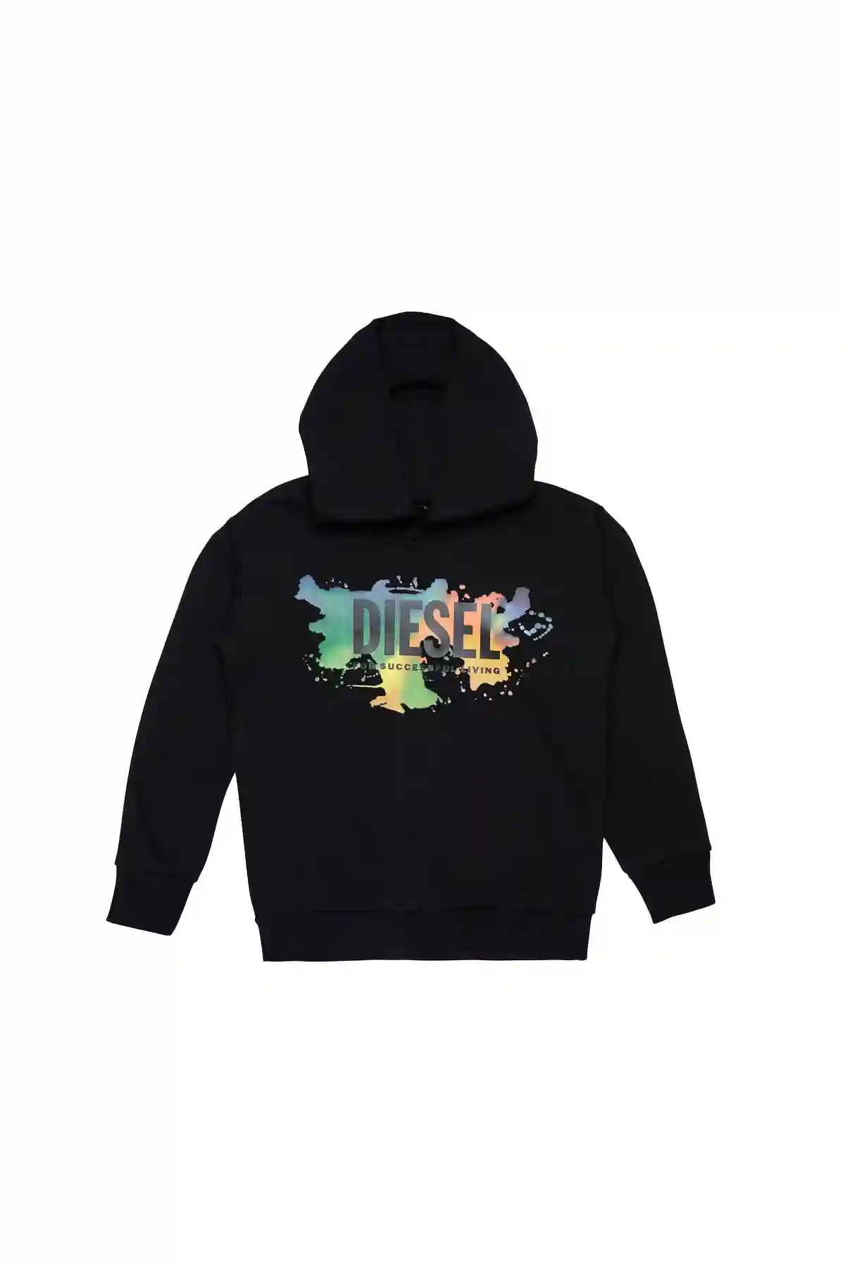 Black Hoodie with logo and coloured spots