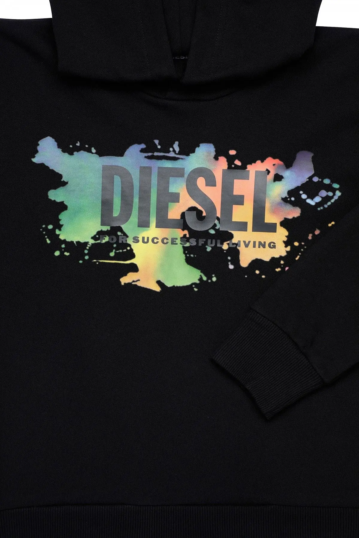 Black Hoodie with logo and coloured spots