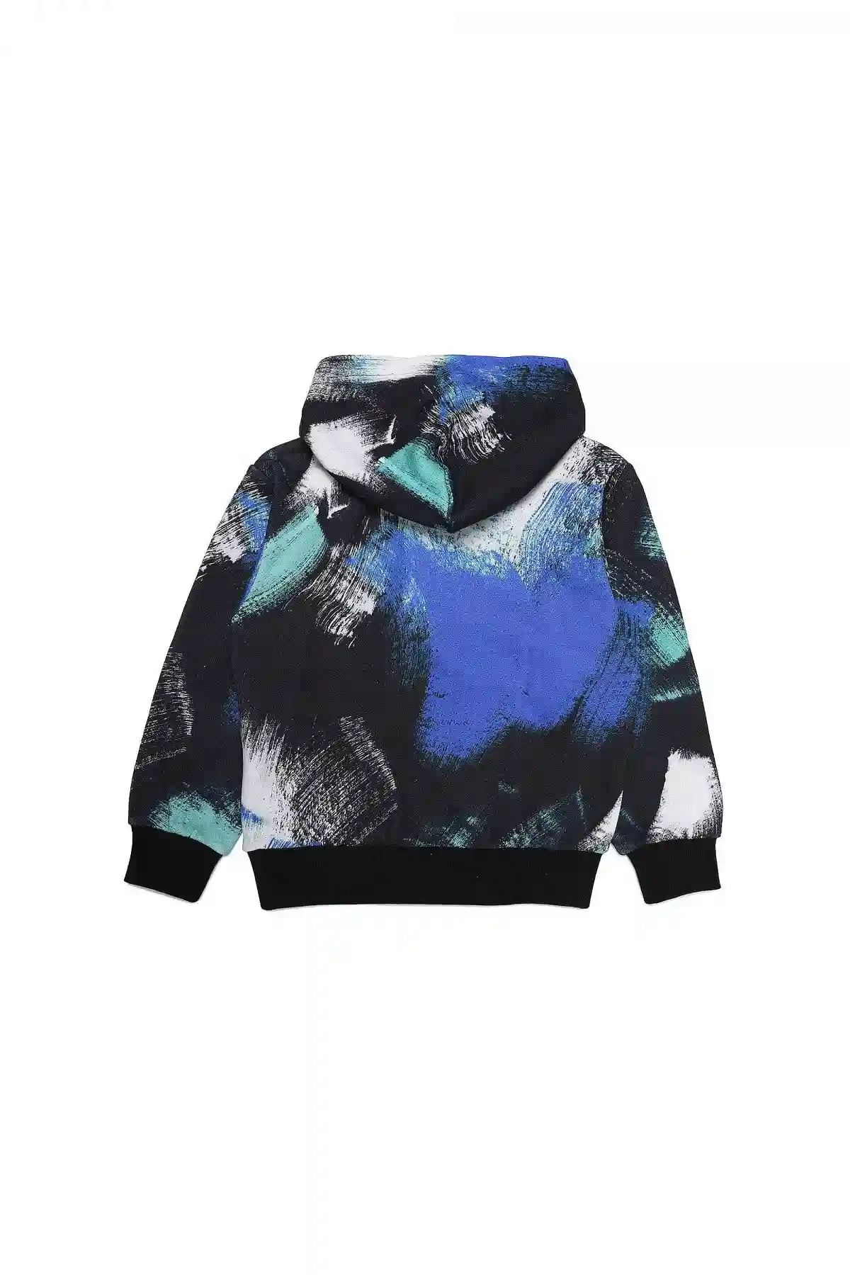 Black and Blue Brushstroke hoodie with logo