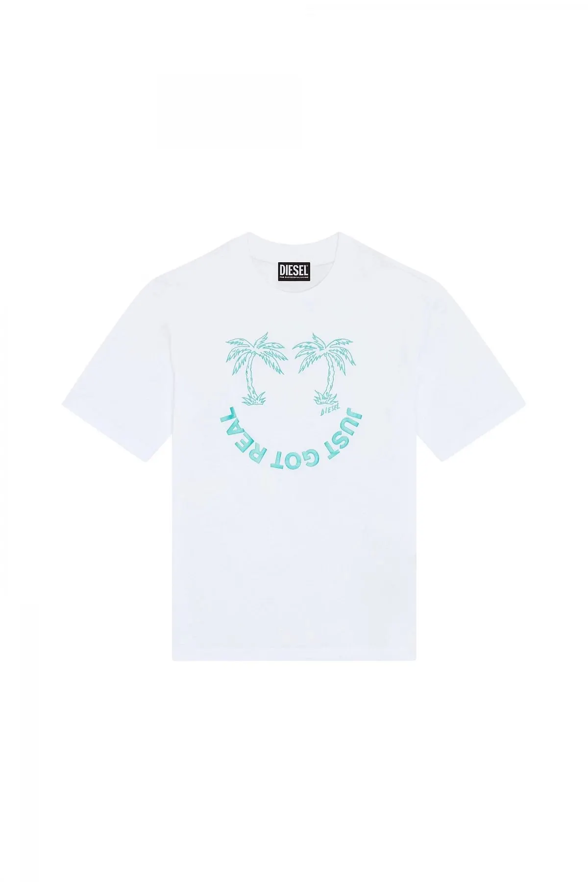 White T-shirt with palm print