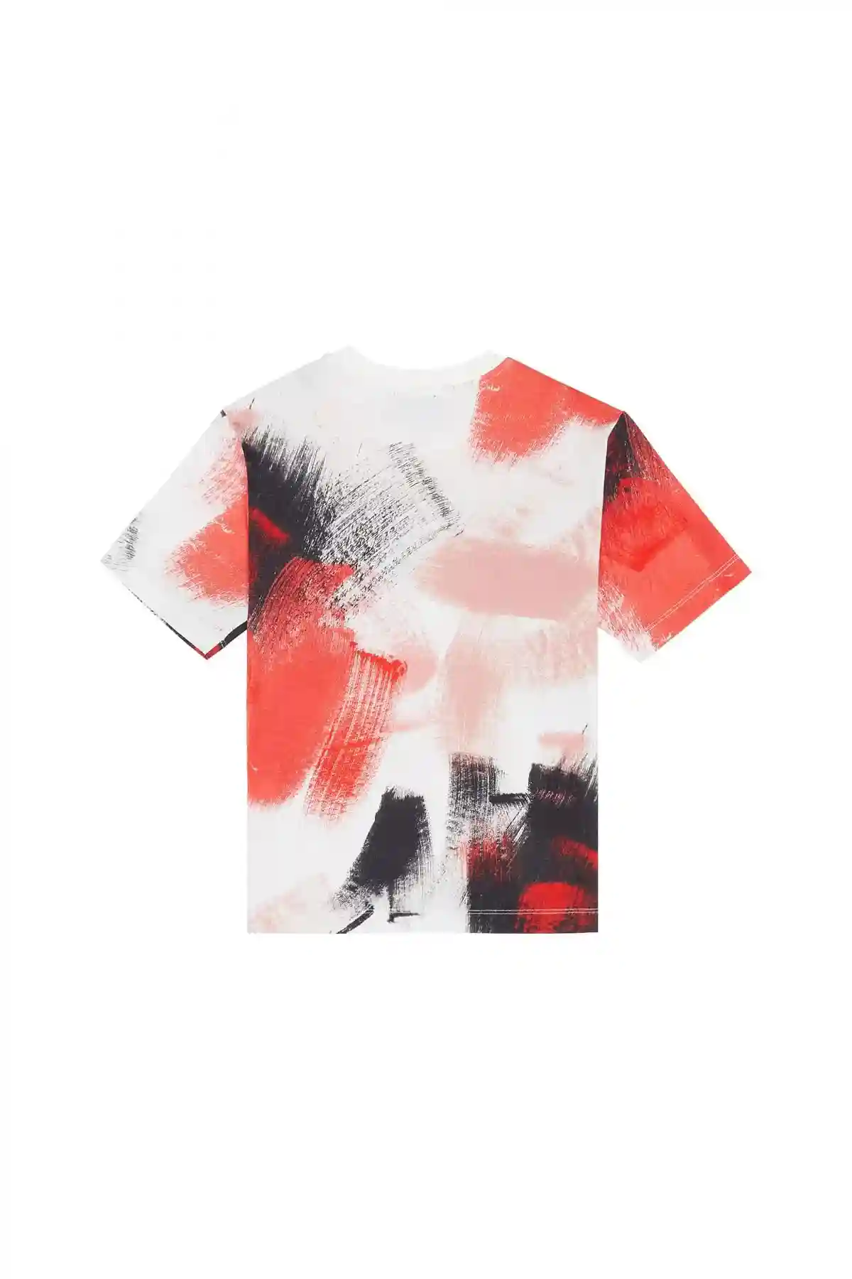 White and Red Brushstroke T-shirt with logo