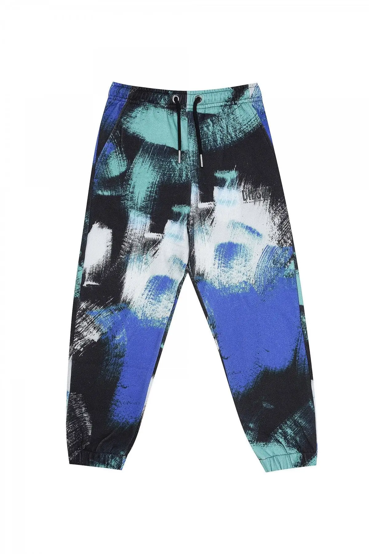 Black and Blue Brushstroke sweatpants with logo