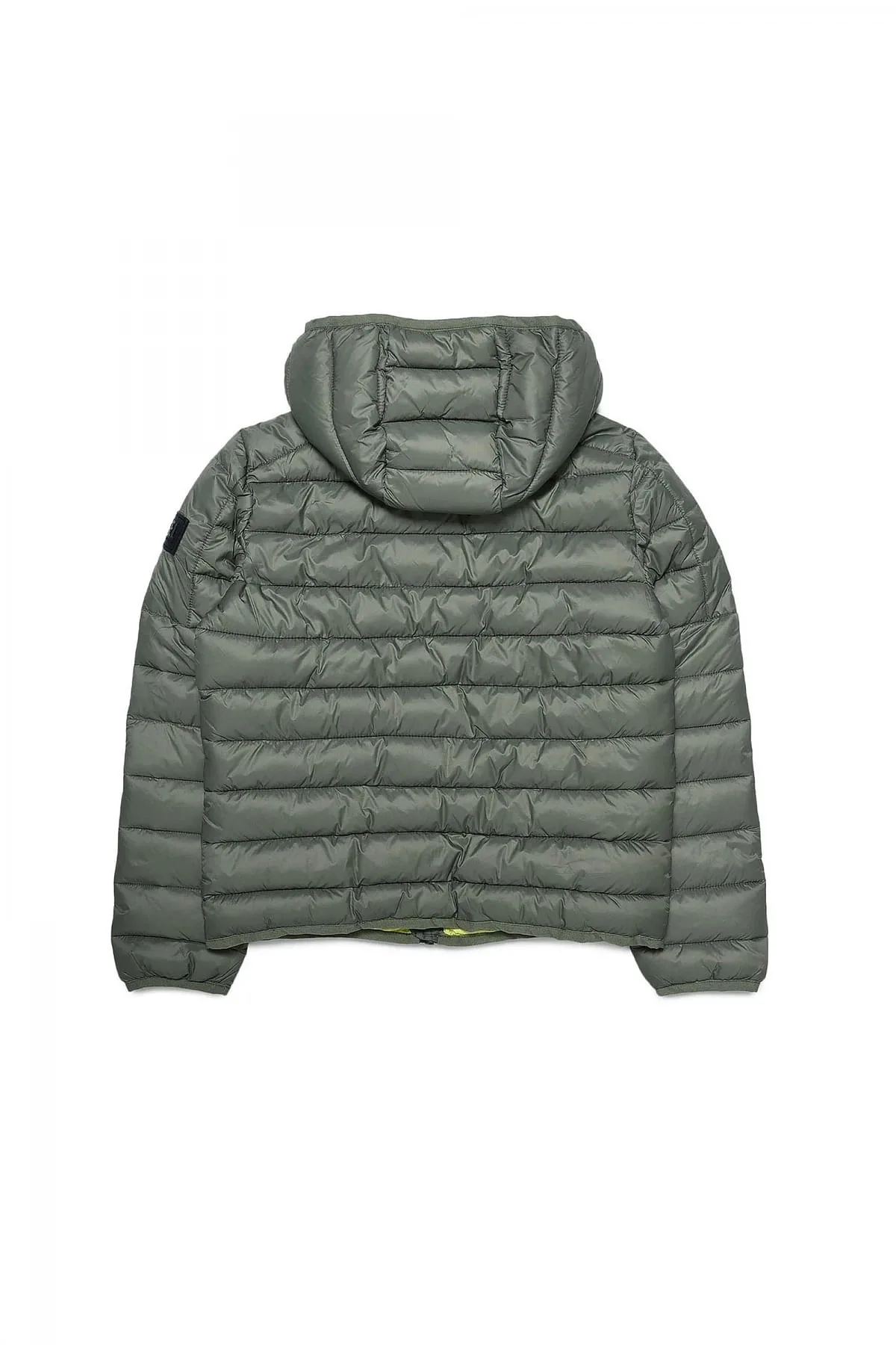 Green Puffer jacket with narrow quilting