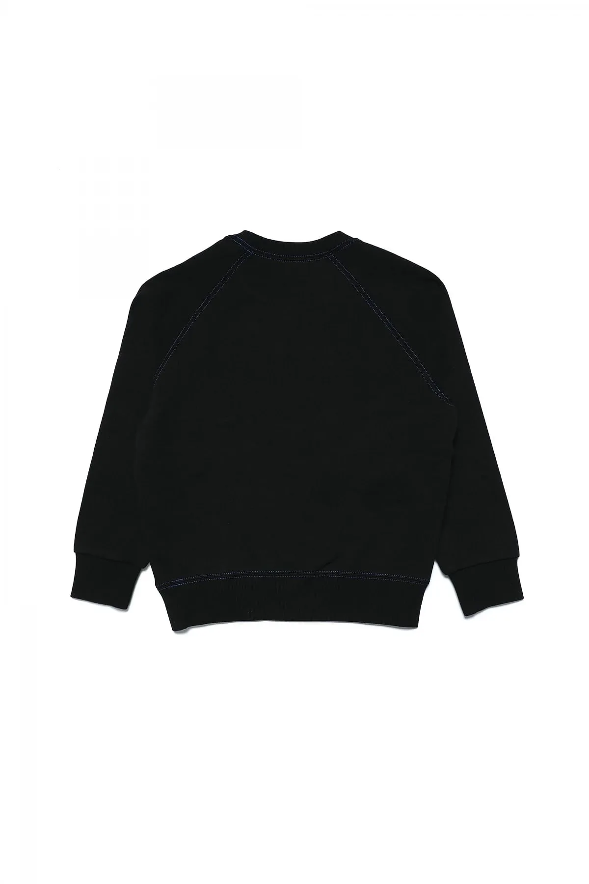 Blue and Black Sweatshirt with raw-cut front panel