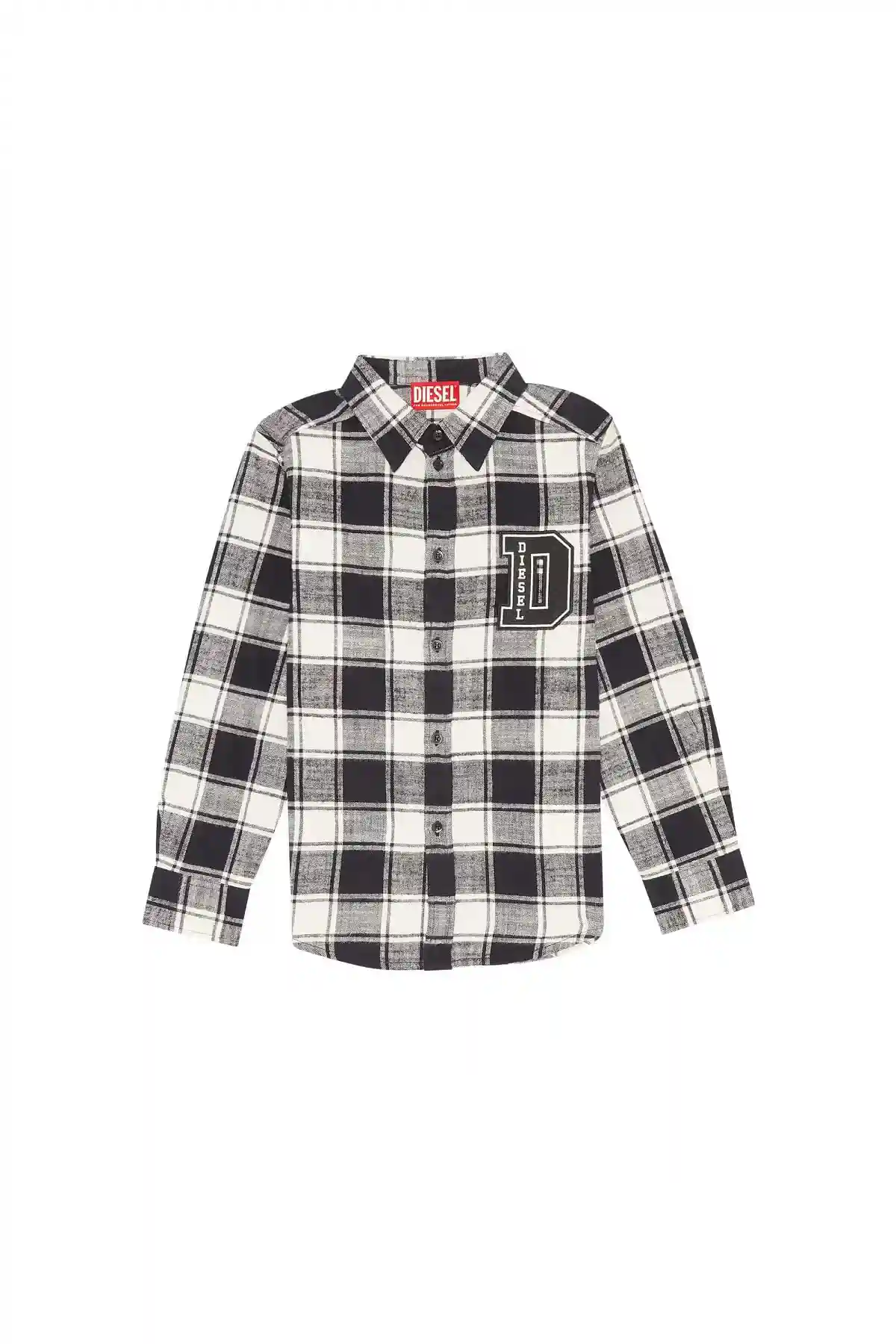 White and Black Checked shirt with logo patches
