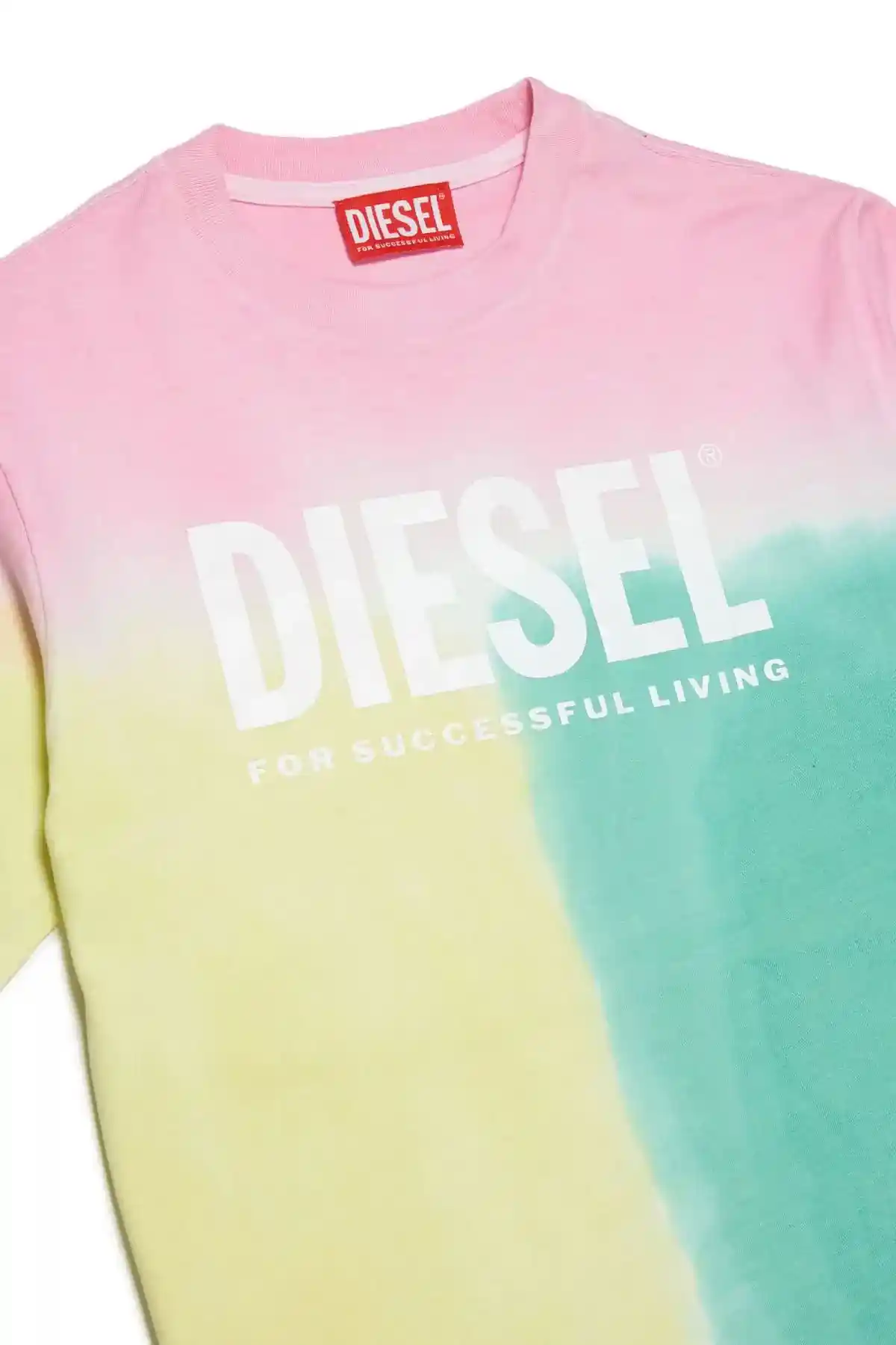 Pink and Green T-shirt with tie-dye colour blocks