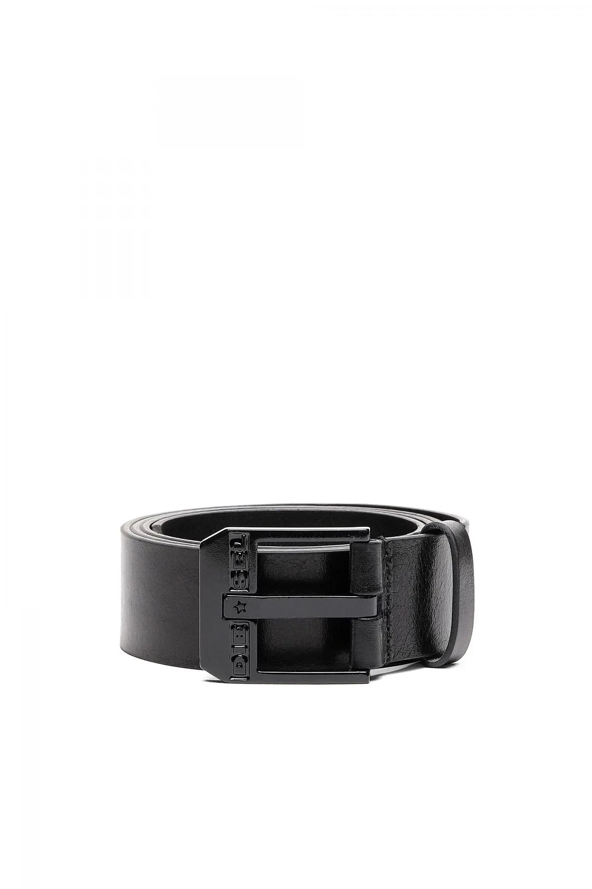 Black Leather belt with shiny textured finish