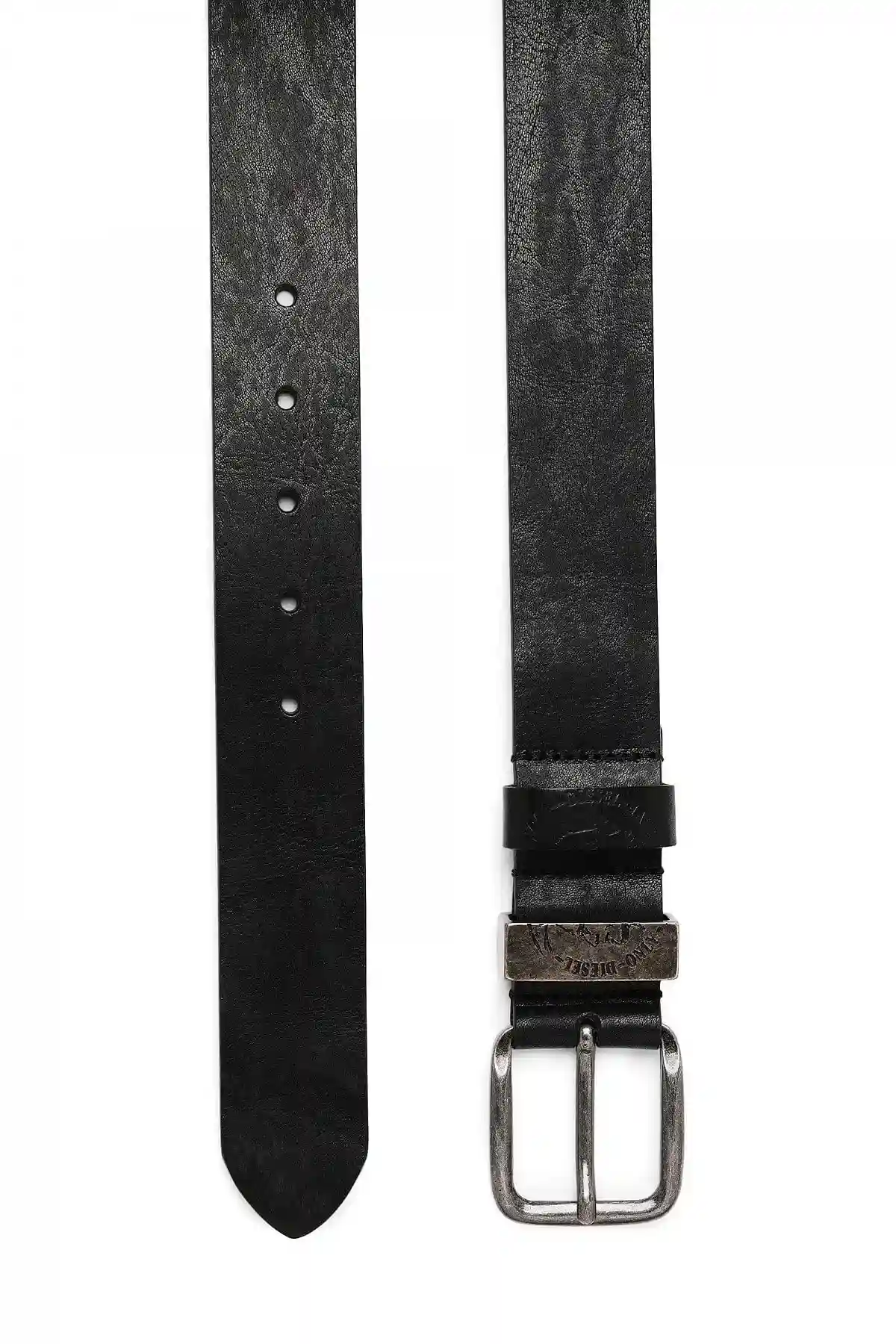 Black Treated leather belt with faded look
