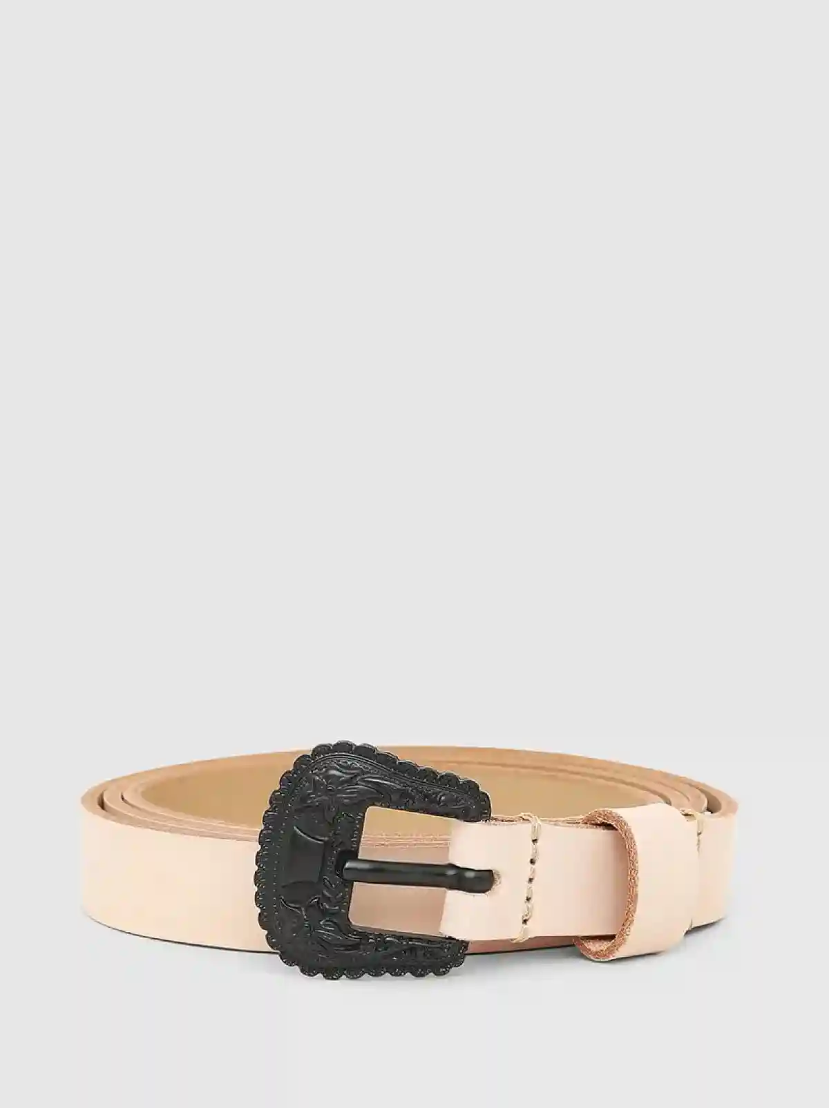 Pink Leather belt with floral embossed hardware