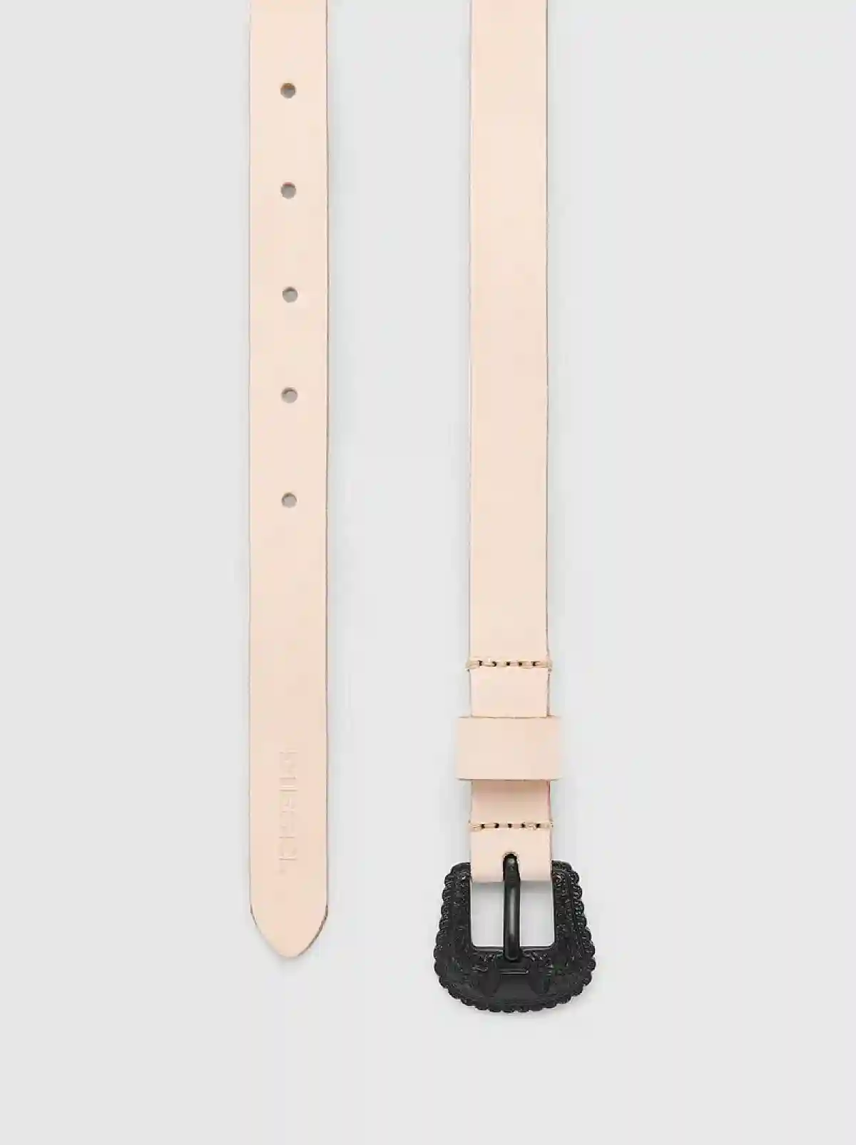 Pink Leather belt with floral embossed hardware