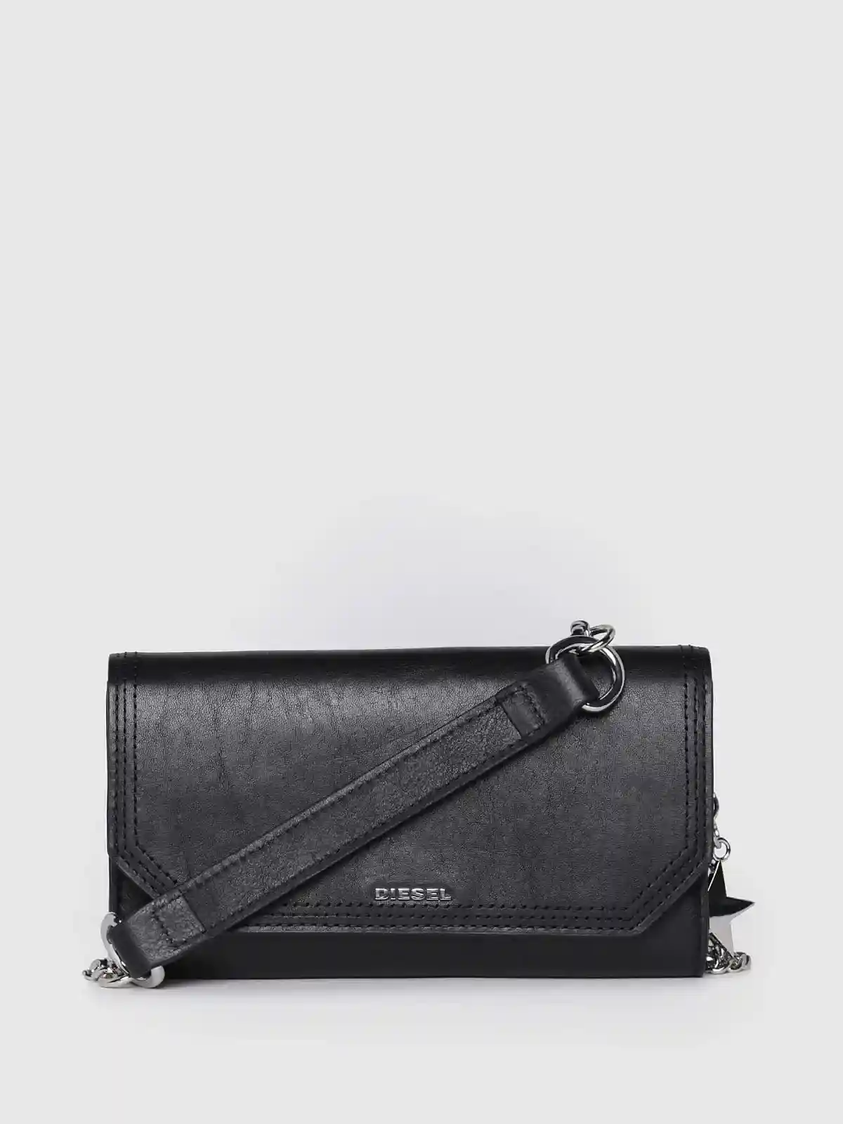 Black Wallet-on-chain with geometric-cut flap