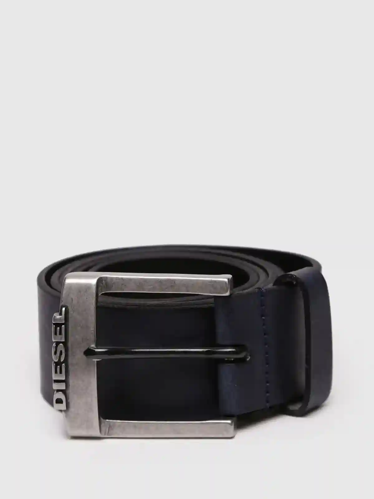 Blue Supple leather belt with square buckle