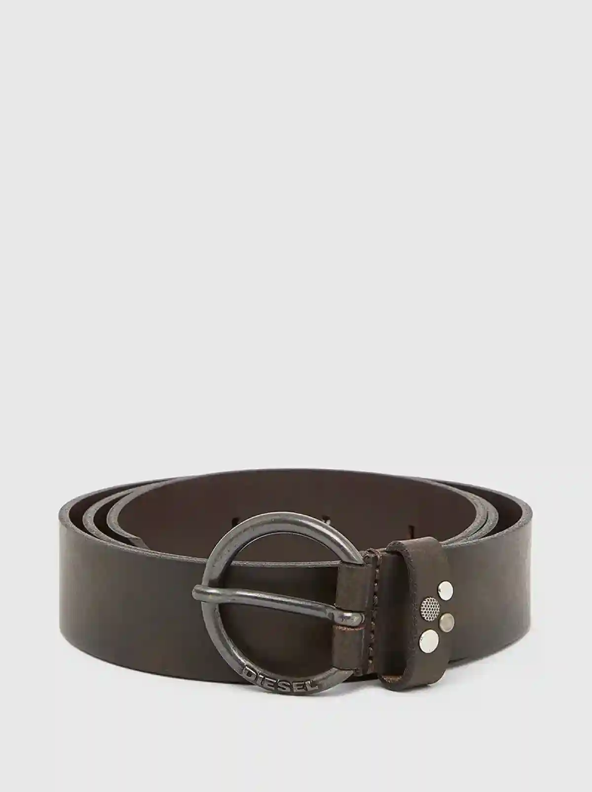 Brown Leather belt with a cluster of metal studs