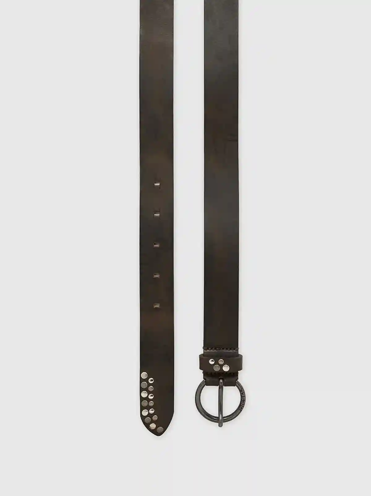 Brown Leather belt with a cluster of metal studs