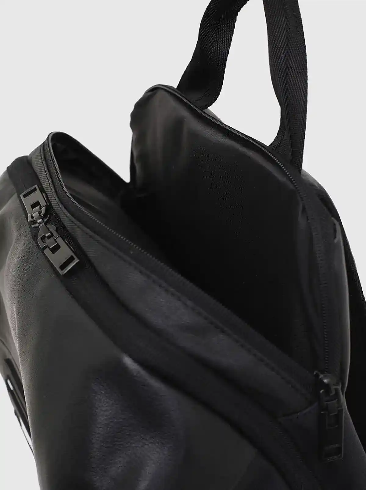 Black Leather backpack with hidden pockets