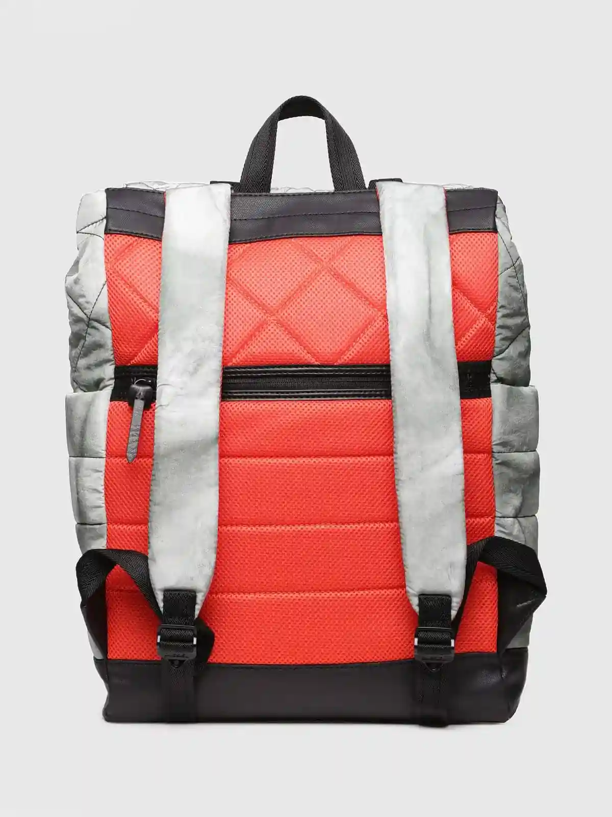 Grey Backpack with drawstring and flap top