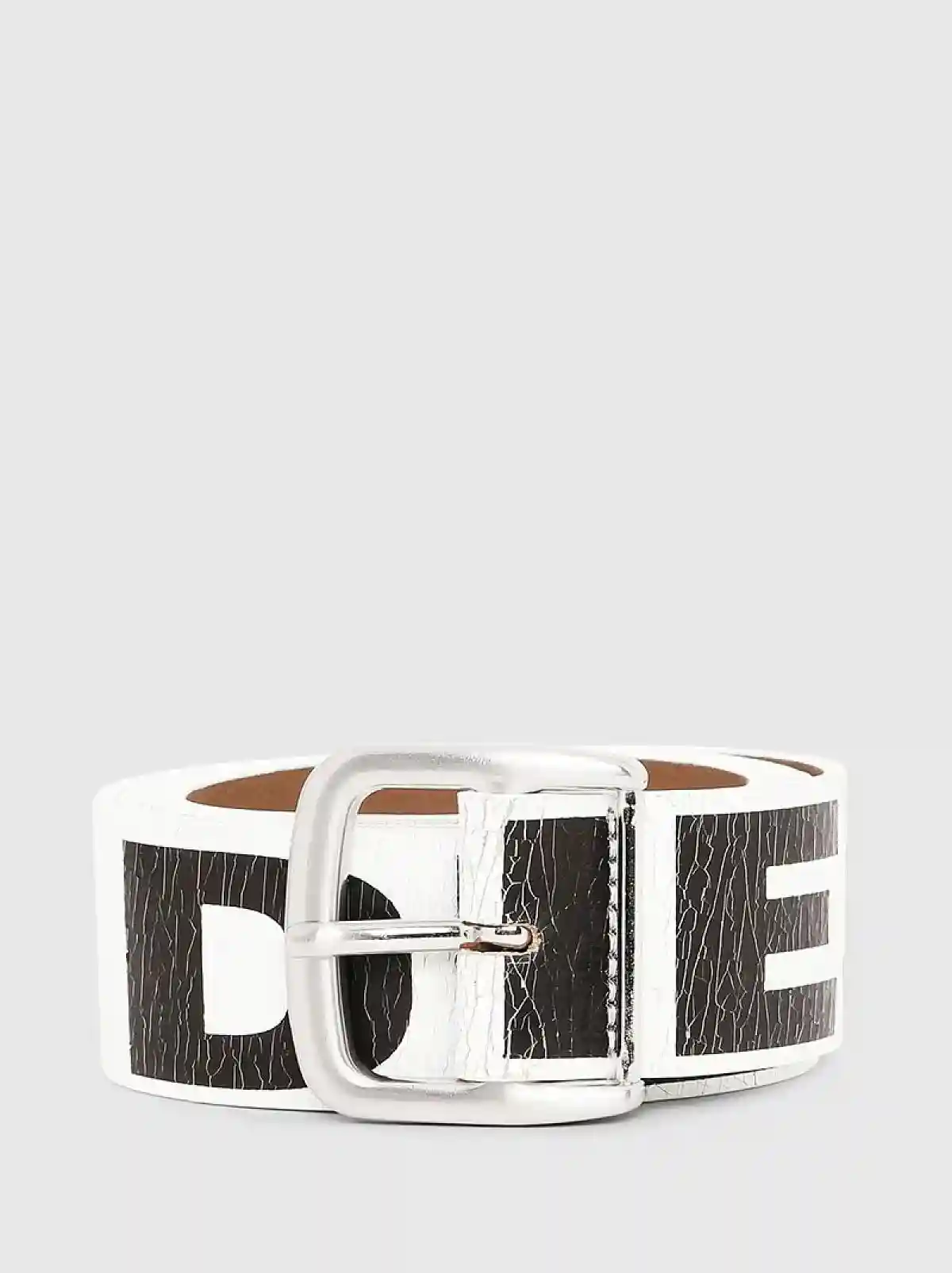 White Logo-print leather belt