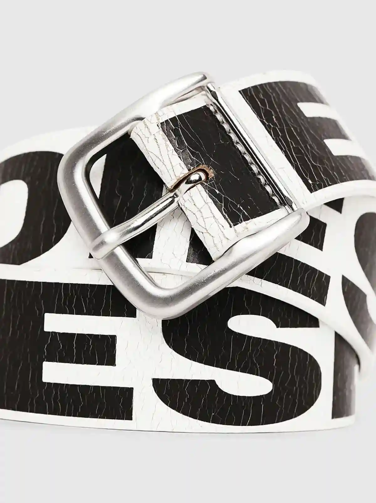White Logo-print leather belt