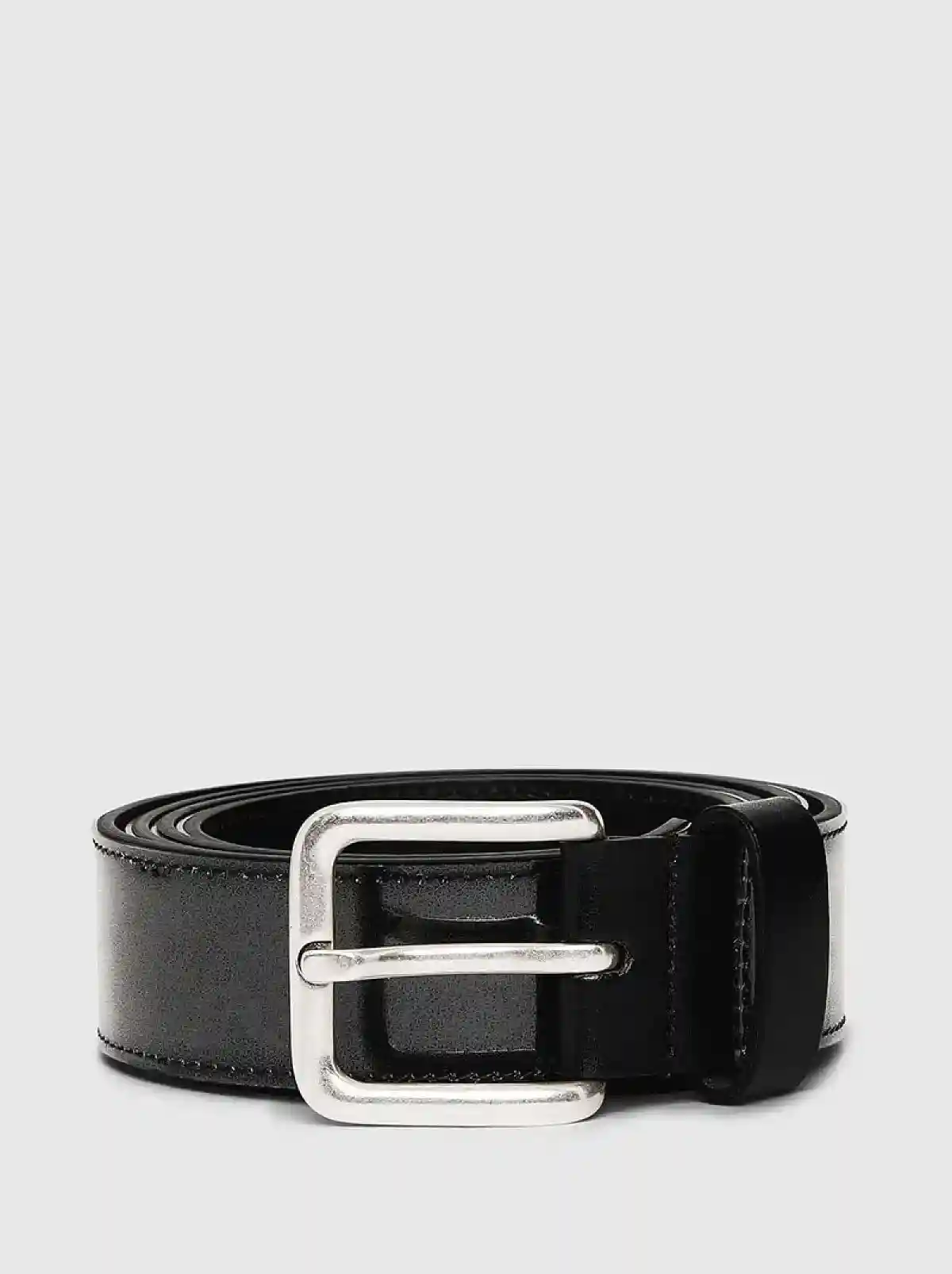Black Faux patent leather belt with neon logo
