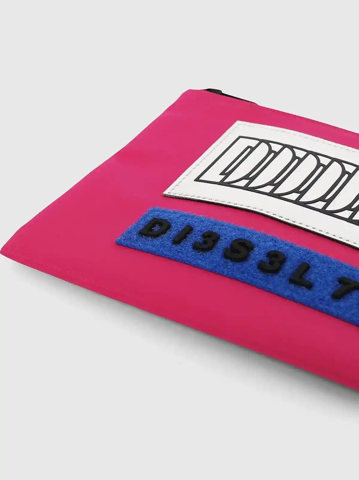 Pink Zipped pouch with tactile patches