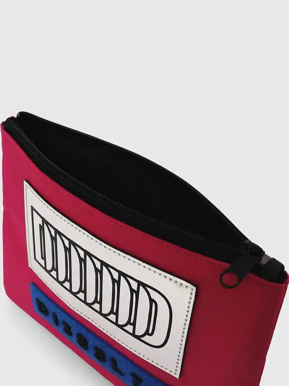 Pink Zipped pouch with tactile patches