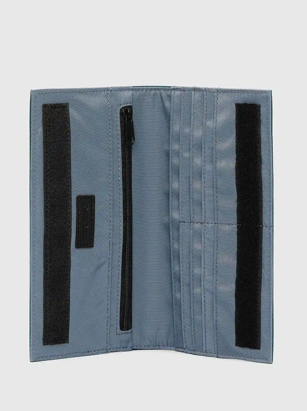 Blue Continental wallet with velcro strap