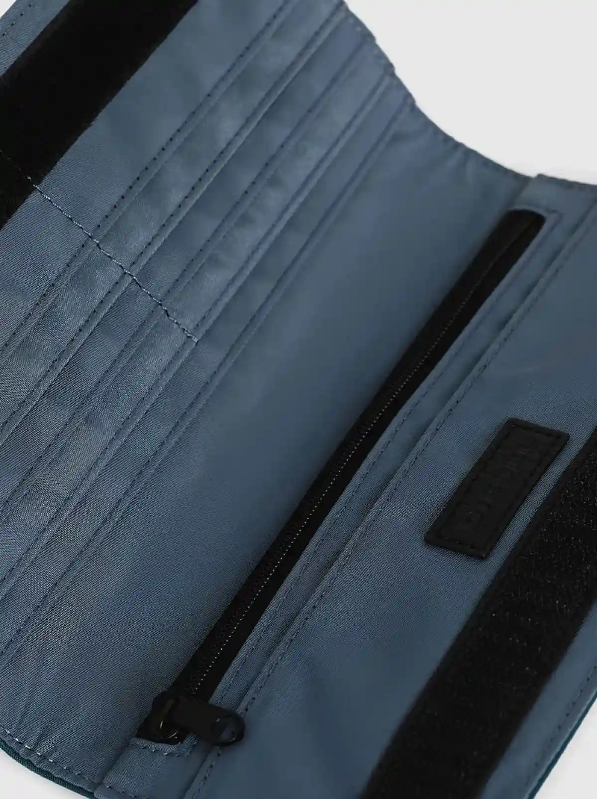 Blue Continental wallet with velcro strap
